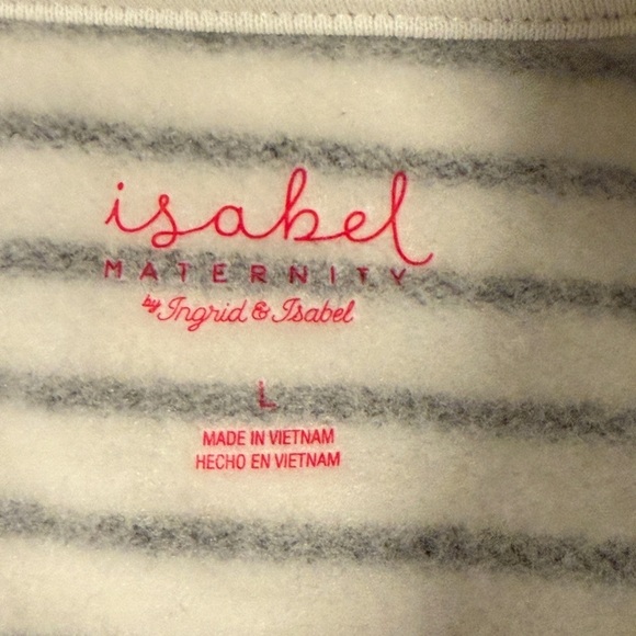 Women's Tie Waist Maternity Sweatshirt - Isabel Maternity -White/Black. Large - Picture 7 of 11